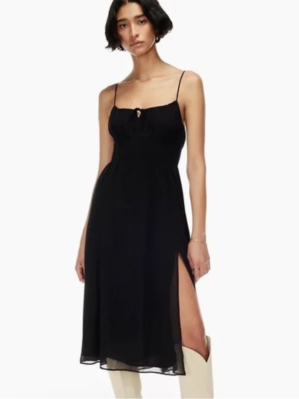 Wilfred Genoa Black Spaghetti Strap Midi Dress